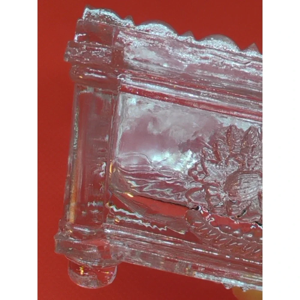 Antique New England NE Glass Company Boston Lacy Salt Dip Cellar 1820-1850s Flaw